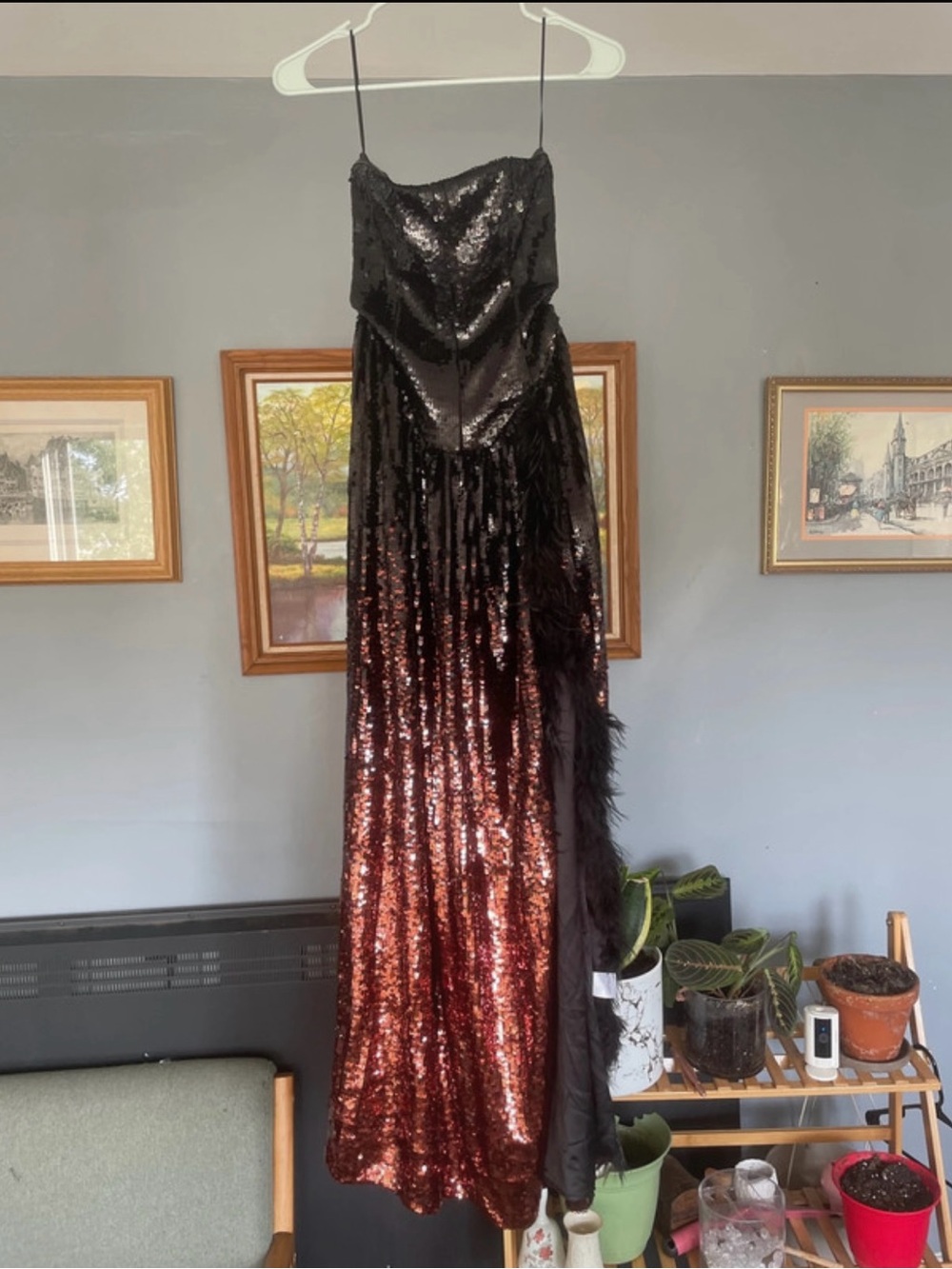 WeWoreWhat Black to Copper Sequin Ombre Maxi Dress